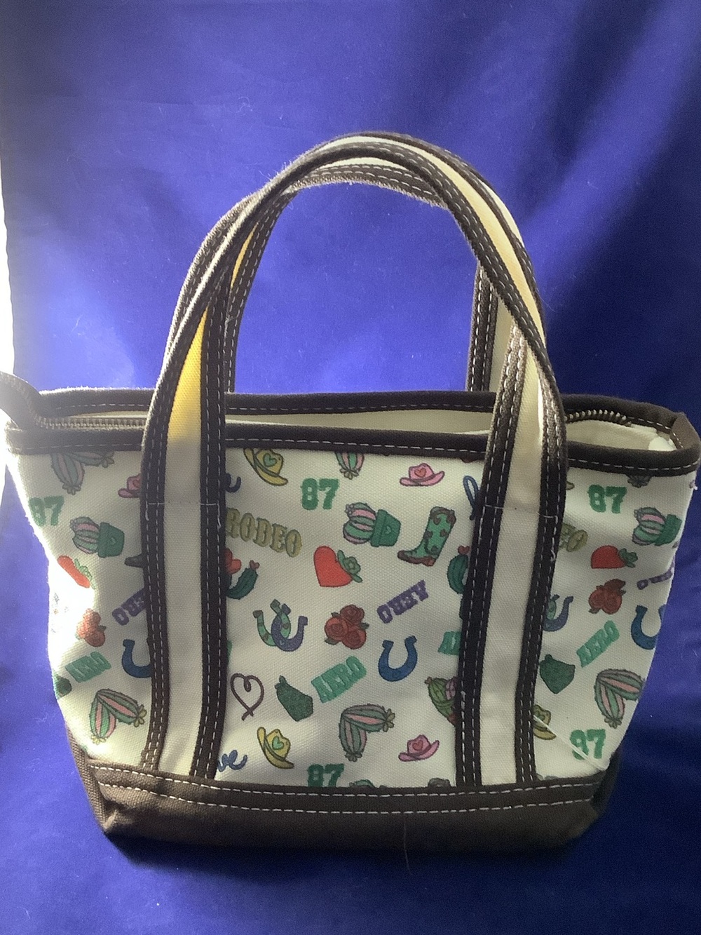 Aero Rodeo Cowgirl Canvas Tote Bag with Brown Trim - Picture 2 of 3